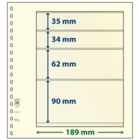 Lindner, T-Blank sheets (18 rings) 4 compartment (189x35, 189x62, 189x90) Champagne - dim: 272x296 mm. ■ per  pc.