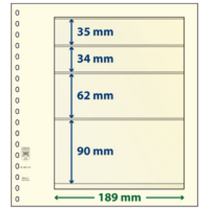 Feuilles de pochettes - 4 compartiment(s): 189 x 35/34/62/90 mm - T-Blanco (802414) - Champagne - 18 Anneaux
