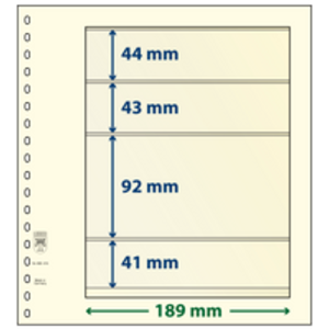 Insert sheets - 4 compartment(s): 189 x 44/43/92/41 mm - T-Blanco (802415) - Champagne - 18 Rings