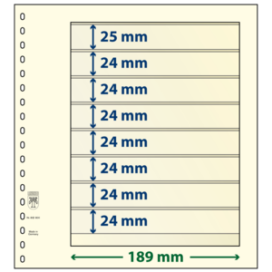 Insert sheets - 8 compartment(s): 189 x 25/24/24/24/24/24/24/24 mm - T-Blanco (802800) - Champagne - 18 Rings