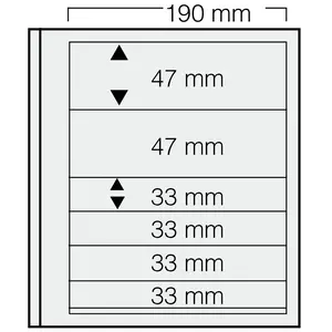 Insert sheets, Champagne - 6 compartments horizontal, Dual - 14 Rings - Pocket dim: 190x47(2x), 190x33(4x) mm.