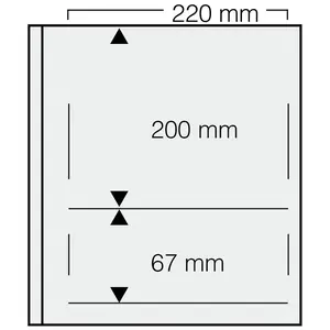 Insert sheets, Champagne - 2 compartments horizontal, Dual - 14 Rings - Pocket dim: 220x200, 220x67 mm.