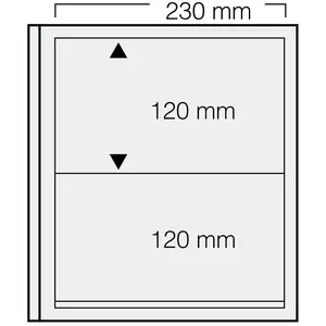 Einsteckblätter, Champagne - 2 Fächer horizontal, Dual - 14 Ringe - Fach abm: 230x120 mm.