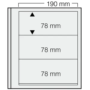 Insert sheets, Champagne - 3 compartments horizontal, Dual - 14 Rings - Pocket dim: 190x78 mm.