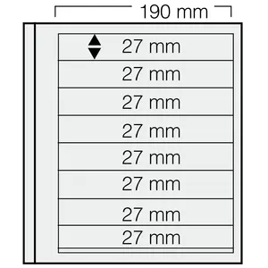 Insert sheets, Champagne - 8 compartments horizontal, Dual - 14 Rings - Pocket dim: 190x27 mm.