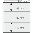 Insert sheets, Champagne - 3 compartments horizontal - SAFE, Dual - 14 Rings - Pocket dim: 250x89(2x), 250x110 mm. ■ per 5 piecess.