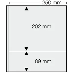 Einsteckblätter, Champagne - 2 Fächer horizontal, Dual - 14 Ringe - Fach abm: 250x202, 250x89 mm.
