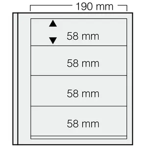 Insert sheets, Champagne - 4 compartments horizontal, Dual - 14 Rings - Pocket dim: 190x58 mm.