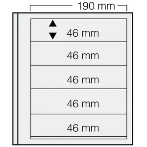 Insert sheets, Champagne - 5 compartments horizontal, Dual - 14 Rings - Pocket dim: 190x46 mm. (Lightly used article)