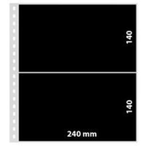 Insertsheets with inlay, Fully transparent - 2 compartments horizontal, Omnia - 18 Rings - Pocket dim: 240x140 mm.