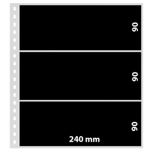 Insert sheets, incl. Insert strips (Black) - 3 compartment(s): 240 x 90 mm - Transparent - 18 Rings