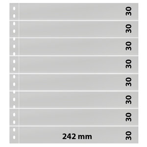 Insteekbladen, incl. Tussenblad (Zwart) - 8 vaks indeling: 242 x 30 mm -  - Transparant - 18 Rings