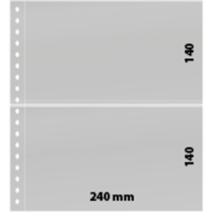 Einsteckblätter, inkl. Hintergrundblatt (Schwarz) - 2 er Einteilung: 240 x 140 mm - Transparent - 18 Ringe