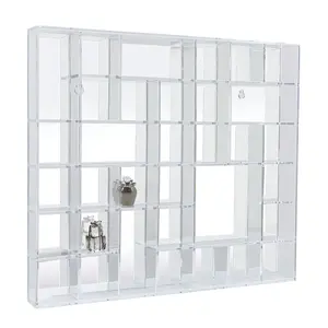 Acrylic, Display case Mini - 34 compartments - Transparent - dim: 450 x 45 x 400 mm.
