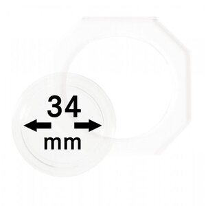 Coin Capsules, 8 angular - Internal Ø 34 mm.  - OCTO ■ per 2 pcs.