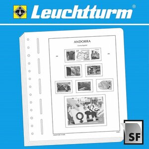 Supplément année: 2023 - Andorre, courrier espagnol  - Feuilles pour l'album de base (3 pcs.) - Leuchtturm, Feuilles pré-imprimées à  (couleur champagne)