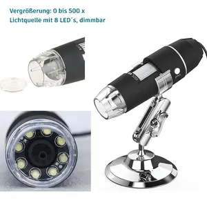 Digital Microscope USB, Chromed base, Magnification factor 20x - 500x
