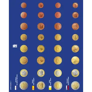 TOPset, Nachtrag - Euromuntensets - SM, ES, VA, SL - zonder capsules - Blad 4- Transp/blauem Vordruckblatt - Abm: 185 x 230 mm.