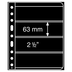Insert sheets, Black 2-sided use - 4 compartments horizontal, Vario plus - type 4.S - 4 Rings - Pocket dim: 195x63 mm. (Lightly used article)