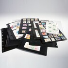 Feuilles de pochettes, Noir Utilisation des 2 côtés - 6 pochettes horizontale - LEUCHTTURM, Vario plus - type 3.S - 4 Anneaux - Dim. du pochette: 195x39 mm. ■ par pièce.