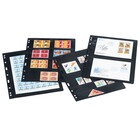 Feuilles de pochettes, Noir Utilisation des 2 côtés - 1 pochette horizontale - LEUCHTTURM, Optima - type 1.S - 4 Anneaux - Dim. du pochette: 180x245 mm. ■ par pièce.