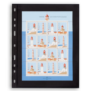 Insert sheets, Black 2-sided use - 1 compartment horizontal, Optima - type 1.S - 4 Rings - Pocket dim: 180x245 mm. (Lightly used article)
