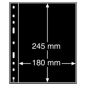 Insert sheets, Black 2-sided use - 1 compartment horizontal, Optima - type 1.S - 4 Rings - Pocket dim: 180x245 mm. (Lightly used article)