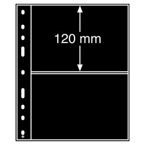 Insert sheets, Black 2-sided use - 2 compartments horizontal, Optima - type 2.S - 4 Rings - Pocket dim: 180x120 mm. (Lightly used article)