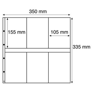 Insert sheets, White 2-sided use - 2x3 compartments horizontal, Maximum - type 3.W - 18 Rings - Pocket dim: 105x155 mm.