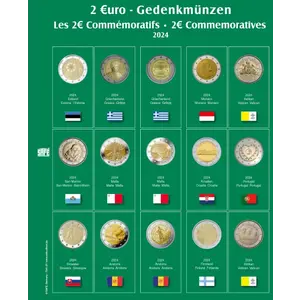 Premium, Bladen (4 rings) voor 2 Euromunten - 2024 blad 37 - Transp. incl. groen voordrukblad - afm: 205 x 255 mm.