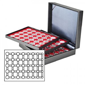 Muntencassette, Nera XL -  3 Tableaus  - voor 15 Euromunten sets in capsules