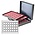 Coincase, Nera XL- 3 Trays - for 15 Euro coin sets in capsules - Black/Red - dimensions: 310x255x82 mm. ■ per pc.