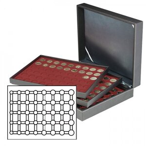 Coincase, Nera XL- 3 Trays - for 15 Euro coin sets in capsules