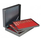 Coffret Numismatique, Nera XL - 3 Plateaux - dim. du compartiment:  Ø 25,75 mm. (162 pc.)   - Noir/Rouge - dim. 310x255x82 mm. ■ par pc.