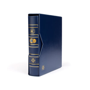 Leuchtturm, Optima Classic, Album (4 rings)  Euro coins - without content, incl. slipcase - Blue - dim: 250x280x65 mm. ■ per pc.
