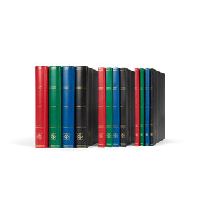 Classeur A5, 32 pages (Noir) - 6 bandes - Bleu - série Basic, Simili-cuir - dim: 170 x225 x 30 mm.