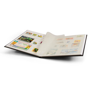 Insteekalbum A4, 16 bladzijden (Wit) - 9 stroken - Zwart - serie Basic, Kunstleder