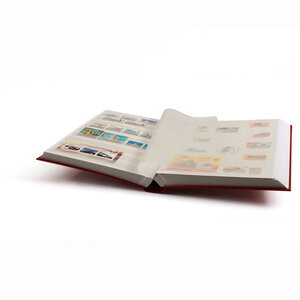 Insteekalbum A4, 64 bladzijden (Wit) - 9 stroken - Rood - serie Basic, Kunstleder