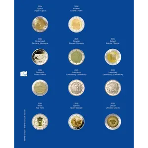 TOPset, Supplement - 2 Euro coins in capsules - 2025 sheet 48 - Transp/blue preprint sheet - dim: 185 x 230 mm.