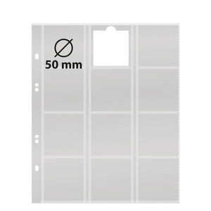 Feuilles de Monnaies, incl. Intercalaire (Noir) - 12 compartiment(s): Ø 50 mm - Multi Collect MU (   12) - Transparent - 4 Anneaux