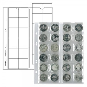 Numismatic sheets, incl. Interleaves (Red) - 40 compartment(s): Ø 16/27 mm - Multi Collect (40R) - Transparent - 4 Rings