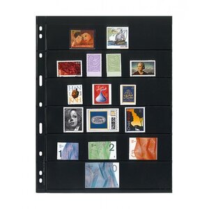 Insteekbladen - 6 vaks indeling: 197 x 39 mm - Uniplate (076) -  - Zwart - 3 Rings
