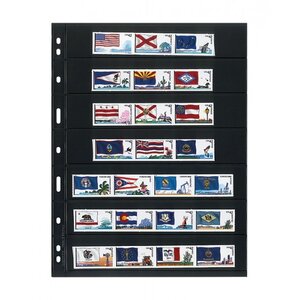 Feuilles de pochettes - 7 compartiment(s): 197 x 33 mm - Uniplate (077) - Noir - 3 Anneaux