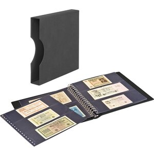 Album Regular (1104), incl. 20 Transparante bladen (10 x 850, 10 x 851) en cassette - Zwart - 18 Rings - Afm: 305 x 317 x 50 mm