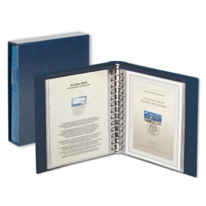 Album Classic (1103Y), inkl. 20 Klarsicht Blätter (819) und Schutzkassette - Blau - 13 Ringe - Abm: 200 x 235 x 40 mm