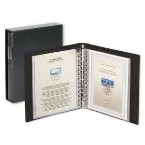 Album Classic (1103Y), inkl. 20 Klarsicht Blätter (819) und Schutzkassette - Schwarz - 13 Ringe - Abm: 200 x 235 x 40 mm