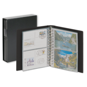 Album Classic (1103Y), inkl. 20 Klarsicht Blätter (811) und Schutzkassette - Schwarz - 13 Ringe - Abm: 200 x 235 x 40 mm