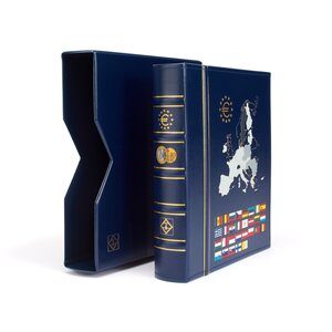Leuchtturm, Optima Classic, Album (4 anneaux)  monnaies d`Euro - Partie II   - sans contenu, incl. boite de protection - Bleu - dim: 250x280x65 mm. ■ par pc.