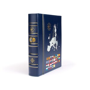 Leuchtturm, Optima Classic, Album (4 rings)  Euro coins - Part II - without content, incl. slipcase - Blue - dim: 250x280x65 mm. ■ per pc