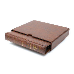 Album Optima (F), inkl. Schutzkassette und ohne Blätter - Braun - 4 Ringe - Abm: 240 x 270 x 40 mm